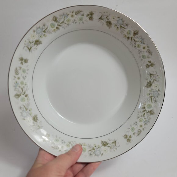 Imperial China Wild Flower Serving Bowl White Green Blue & White Flowers 9 INCH - Picture 3 of 15